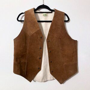 Vintage Two Tone Leather Vest, Western Wear - Large/X-Large